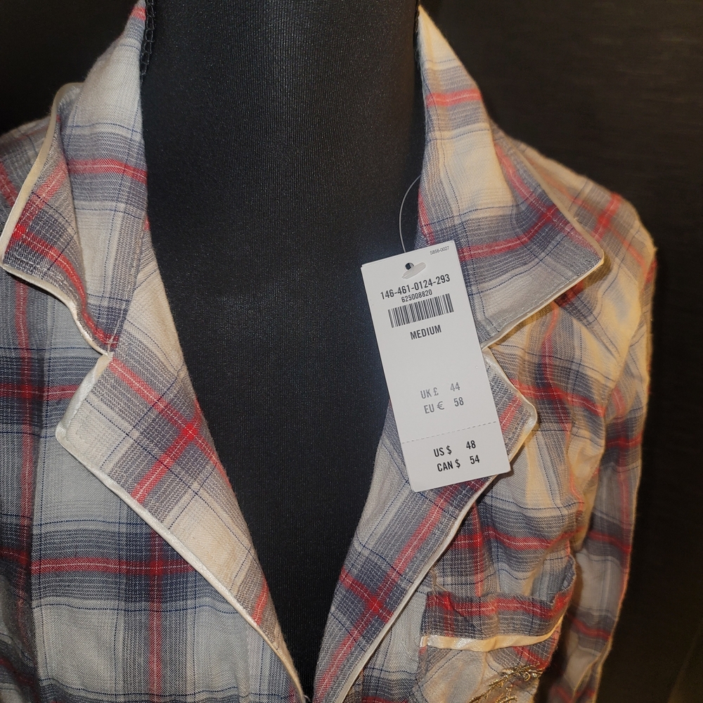 Abercrombie & Fitch Plaid Pajama Top in Blue, Red, Cream